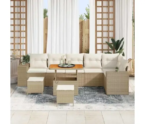 Dārza Dīvānu Komplekts 9 Pcs Bēšs Un Krēms 90 X 55 X 71 Cm Vidaxl