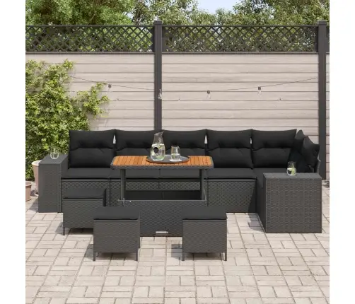 Aia Diivanikomplekt Padjaga 10 Pcs Must Polürotang