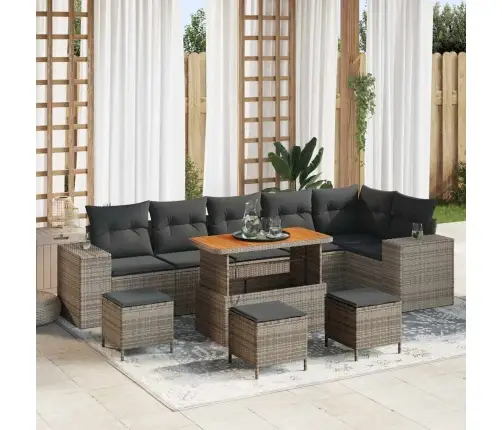 Dārza Dīvānu Komplekts 10 Pcs Pelēka 110 X 55 X 71 Cm Vidaxl