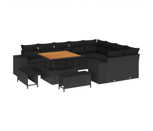 Dārza Dīvānu Komplekts 12 Pcs Melna 100 X 100 X 71 Cm Vidaxl