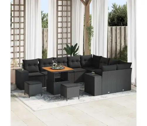 Sodo Sofų Rinkinys Su Pagalve 12 Pcs Juoda 80 X 80 X 71 Cm Sodo Sofų Rinkinys Su Pagalve 12 Pcs Juoda 80 X 80 X 71 Cm