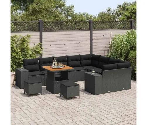 Sodo Sofų Rinkinys Su Pagalve 12 Pcs Juoda 80 X 80 X 71 Cm Sodo Sofų Rinkinys Su Pagalve 12 Pcs Juoda 80 X 80 X 71 Cm