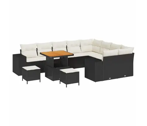 Sodo Sofų Rinkinys 12 Pcs Juoda Ir Kreminė 80 X 80 X 71 Cm