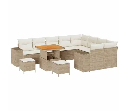 Sodo Sofų Rinkinys Su Pagalve 12 Pcs Bežinė Ir Kreminė