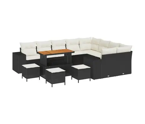 Dārza Dīvānu Komplekts Ar Spilvenu 13 Pcs Melns Un Krēmkrāsa Vidaxl