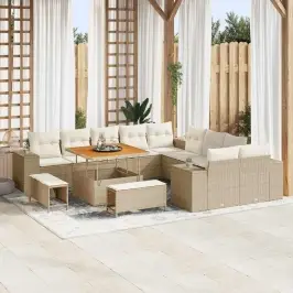 Sodo Sofų Rinkinys 13 Pcs Bežinė Ir Kreminė 100 X 100 X 71 Cm