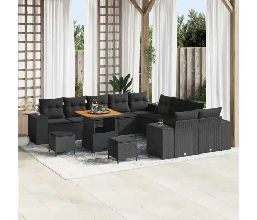 Dārza Dīvānu Komplekts Ar Spilvenu 13 Pcs Melna 80 X 80 X 71 Cm Vidaxl