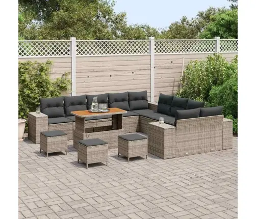 Sodo Sofų Rinkinys Su Pagalve 14 Pcs Pilka 110 X 55 X 71 Cm Sodo Sofų Rinkinys Su Pagalve 14 Pcs Pilka 110 X 55 X 71 Cm