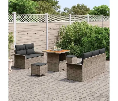 Dārza Dīvānu Komplekts Ar Spilvenu Ar Uzglabāšanu 8 Pcs Pelēka Vidaxl