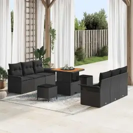 Dārza Dīvānu Komplekts Ar Spilvenu 9 Pcs Melna 80 X 80 X 71 Cm Vidaxl