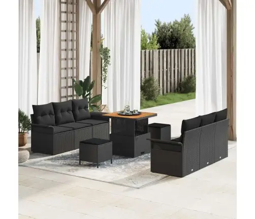 Dārza Dīvānu Komplekts Ar Spilvenu 9 Pcs Melna 80 X 80 X 71 Cm Vidaxl