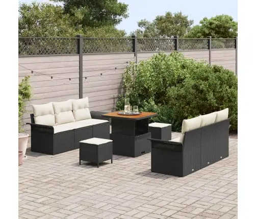 Dārza Dīvānu Komplekts 9 Pcs Melns Un Krēmkrāsa 80 X 80 X 71 Cm Vidaxl