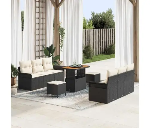 Dārza Dīvānu Komplekts 9 Pcs Melns Un Krēmkrāsa 90 X 55 X 71 Cm Vidaxl