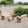 Sodo Sofų Rinkinys 9 Pcs Bežinė Ir Kreminė 90 X 55 X 71 Cm
