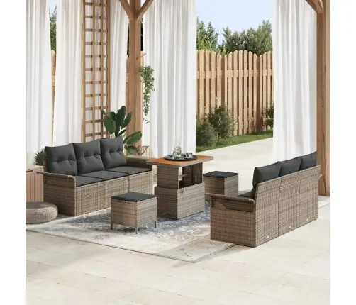 Dārza Dīvānu Komplekts Ar Spilvenu 9 Pcs Pelēka 90 X 55 X 71 Cm Vidaxl