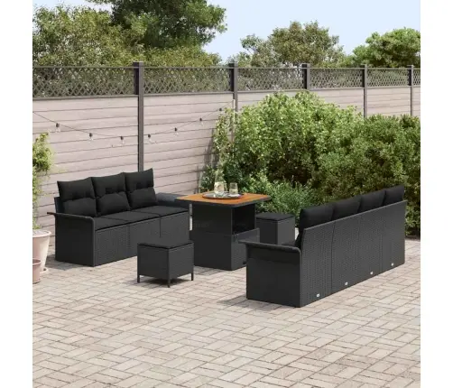Dārza Dīvānu Komplekts Ar Spilvenu 10 Pcs Melna 80 X 80 X 71 Cm Vidaxl