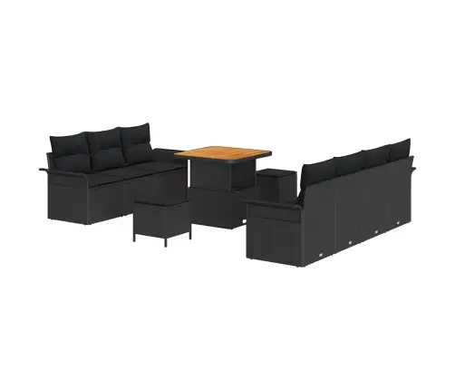 Dārza Dīvānu Komplekts Ar Spilvenu 10 Pcs Melna 80 X 80 X 71 Cm Vidaxl
