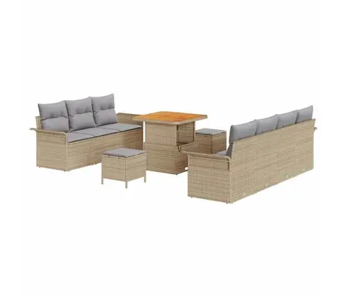 Sodo Sofų Rinkinys Su Pagalve 10 Pcs Bežinė Ir Šviesiai Pilka Sodo Sofų Rinkinys Su Pagalve 10 Pcs Bežinė Ir Šviesiai Pilka