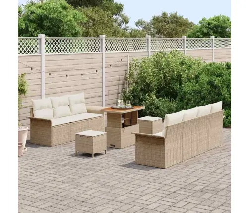 Dārza Dīvānu Komplekts 10 Pcs Bēšs Un Krēms 90 X 55 X 71 Cm Vidaxl