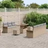 Dārza Dīvānu Komplekts Ar Spilvenu 10 Pcs Bēša Un Gaiši Pelēka Vidaxl
