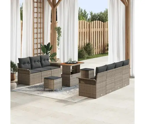 Dārza Dīvānu Komplekts 10 Pcs Pelēka 90 X 55 X 71 Cm Vidaxl