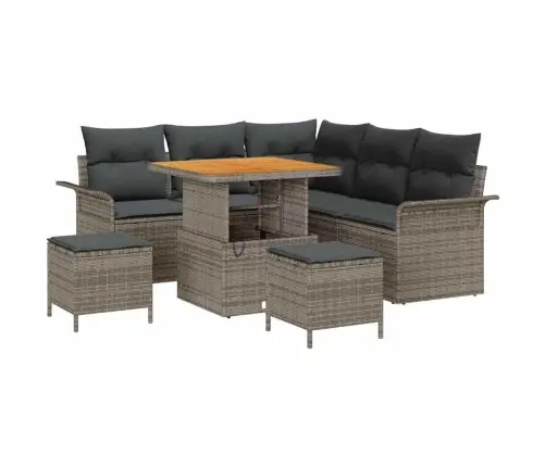 Sodo Sofų Rinkinys Su Pagalve Su Saugykla 8 Pcs Pilka