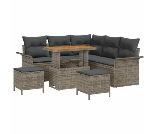 Sodo Sofų Rinkinys Su Pagalve Su Saugykla 8 Pcs Pilka