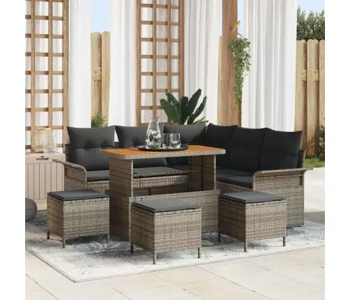 Dārza Dīvānu Komplekts 9 Pcs Pelēka 110 X 55 X 71 Cm Vidaxl