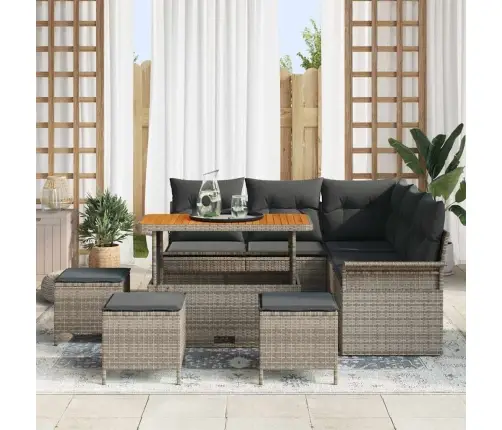 Dārza Dīvānu Komplekts 9 Pcs Pelēka 110 X 55 X 71 Cm Vidaxl