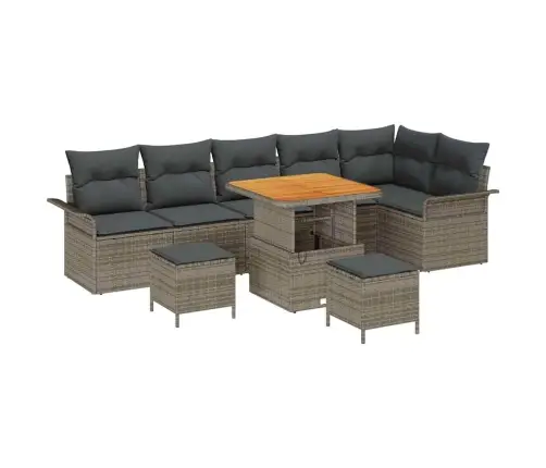 Sodo Sofų Rinkinys Su Pagalve Su Saugykla 9 Pcs Pilka