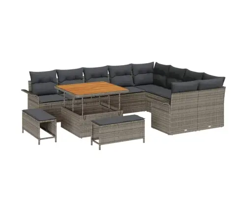 12 Daļu Dārza Sofas Komplekts Ar Spilveniem Pelēkā Rotangpalma Akācija Vidaxl