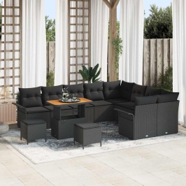 Dārza Dīvānu Komplekts Ar Spilvenu 12 Pcs Melna 90 X 55 X 71 Cm Vidaxl
