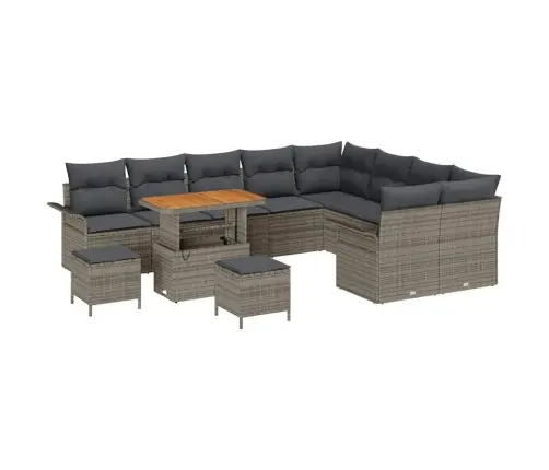 Sodo Sofų Rinkinys Su Pagalve Su Saugykla 12 Pcs Pilka