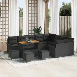 Dārza Dīvānu Komplekts 13 Pcs Melna 110 X 55 X 71 Cm Vidaxl