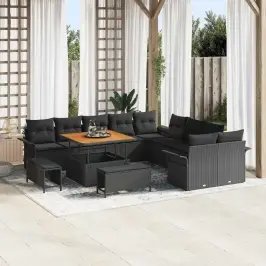 Sodo Sofų Rinkinys Su Pagalve 13 Pcs Juoda 100 X 100 X 71 Cm