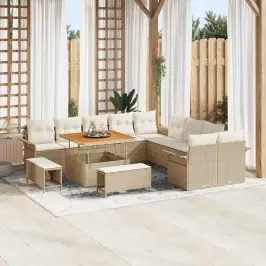 Dārza Dīvānu Komplekts 13 Pcs Bēšs Un Krēms 100 X 100 X 71 Cm Vidaxl