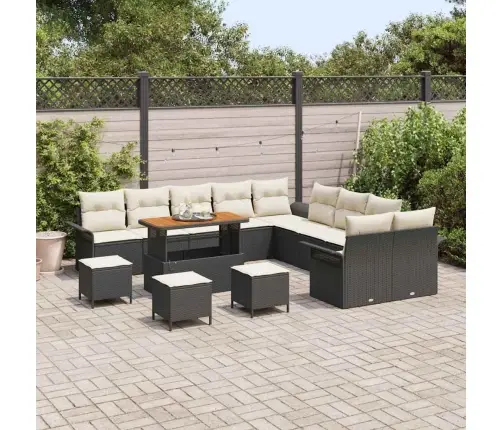 Dārza Dīvānu Komplekts 14 Pcs Melns, Krēms 110 X 55 X 71 Cm Vidaxl