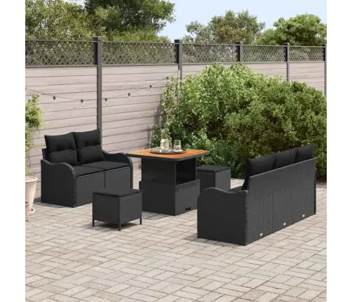 8 Daļu Dārza Dīvānu Komplekts Ar Spilveniem Melnā Poli Rotangpalmas Akācijas Vidaxl 8 Daļu Dārza Dīvānu Komplekts Ar Spilveniem Melnā Poli Rotangpalmas Akācijas Vidaxl