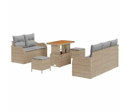 8 Daļu Dārza Dīvānu Komplekts Ar Spilveniem Bēšs Polietilēna Rotangpalma Vidaxl