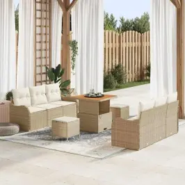 Dārza Dīvānu Komplekts 9 Pcs Bēšs Un Krēms 80 X 80 X 71 Cm Vidaxl