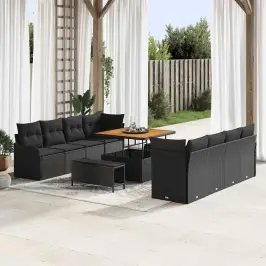 Dārza Dīvānu Komplekts 11 Pcs Melna 100 X 100 X 71 Cm Vidaxl