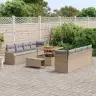 Sodo Sofų Rinkinys Su Pagalve 11 Pcs Bežinė Ir Šviesiai Pilka