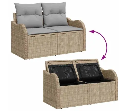 Sodo Sofų Rinkinys Su Pagalve 8 Pcs Bežinė Ir Šviesiai Pilka