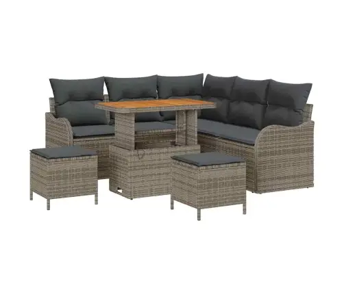 Sodo Sofų Rinkinys Su Pagalve Su Saugykla 8 Pcs Pilka