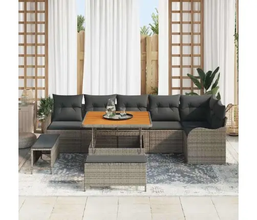 Dārza Dīvānu Komplekts 9 Pcs Pelēka 100 X 100 X 71 Cm Vidaxl