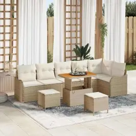 Sodo Sofų Rinkinys 9 Pcs Bežinė Ir Kreminė 90 X 55 X 71 Cm