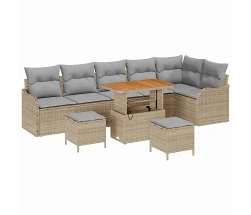 Sodo Sofų Rinkinys Su Pagalve 9 Pcs Bežinė Ir Šviesiai Pilka