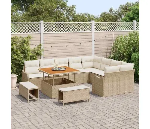 12 Gabalu Dārza Dīvānu Komplekts Ar Spilveniem Bēšs Poli Rotangpalma Akācija Vidaxl 12 Gabalu Dārza Dīvānu Komplekts Ar Spilveniem Bēšs Poli Rotangpalma Akācija Vidaxl