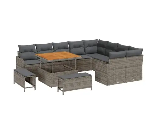 Sodo Sofų Rinkinys Su Pagalve Su Saugykla 12 Pcs Pilka