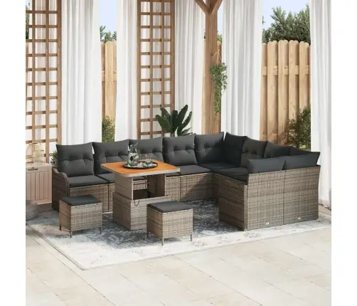 Dārza Dīvānu Komplekts Ar Spilvenu Ar Uzglabāšanu 12 Pcs Pelēka Vidaxl